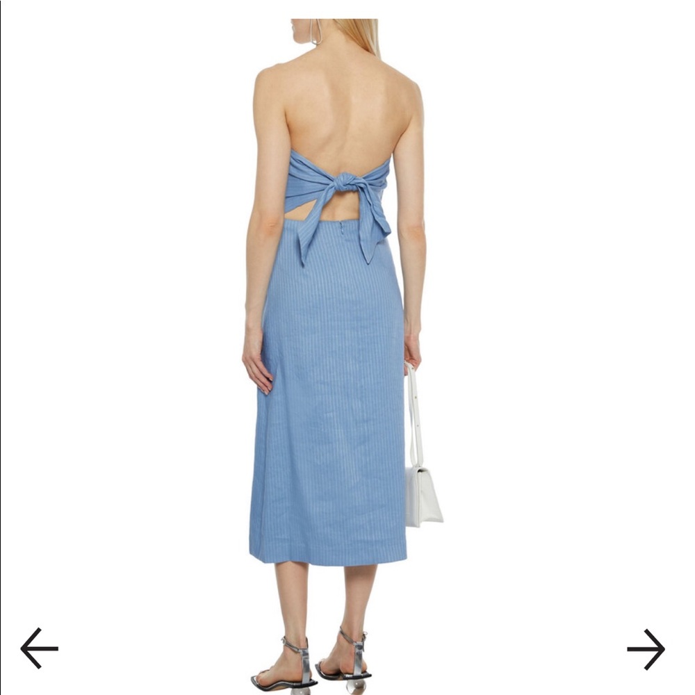 Theory Phyly Strapless Linen Pinstripe Twill Midi Dress. Size: 00